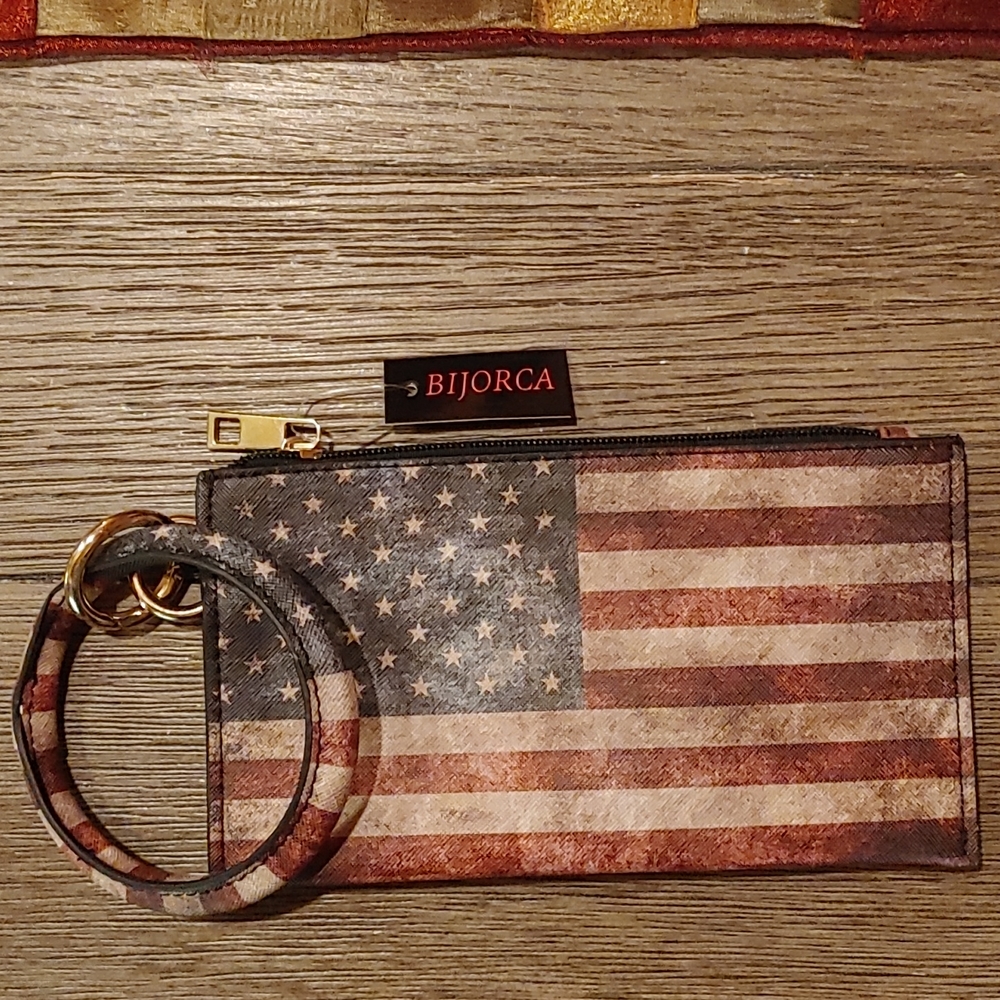 American Flag print clutch/wristlet